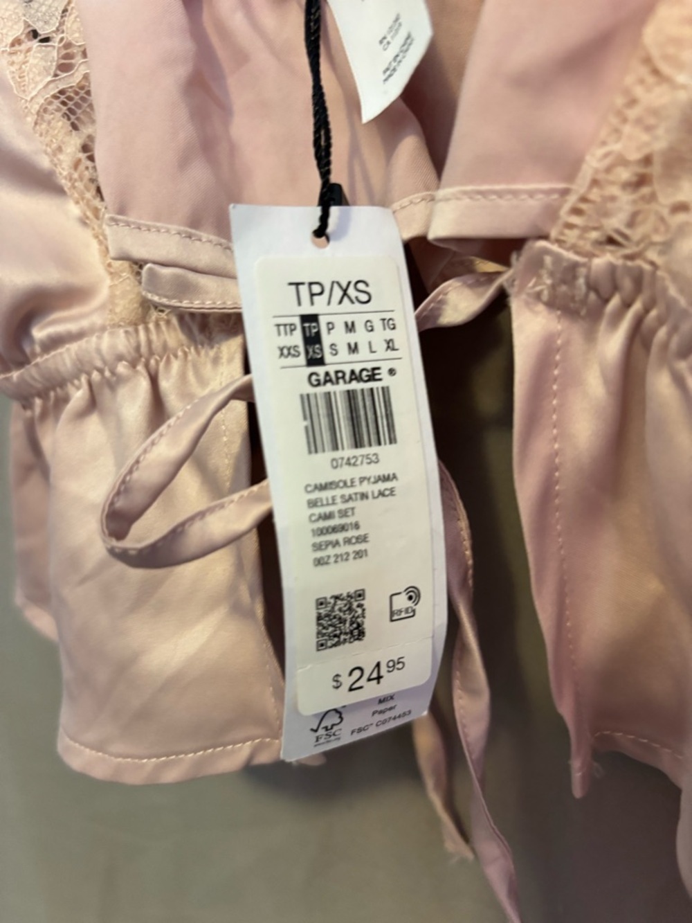 Garage Satin Lace-Trim Bralette in Light Pink - Picture 5 of 6